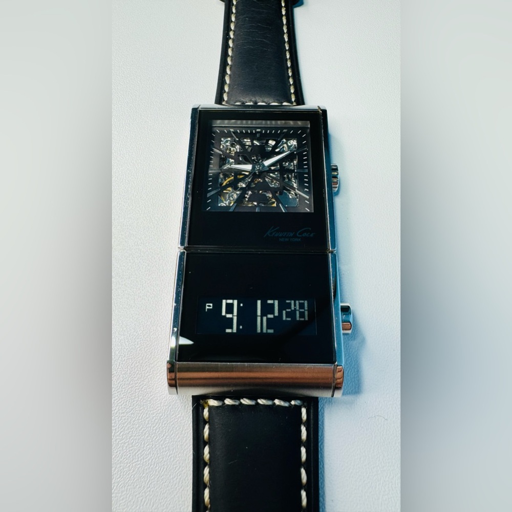 Kenneth Cole Digi-Tech KC1749 – Rare Hybrid Watch Auto Skeleton + Digital